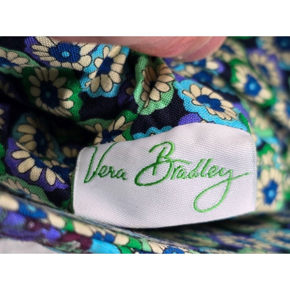 Vera Bradley Cotton Floral Crossbody Bag With Cutout Handle Blue Green - Picture 2 of 5